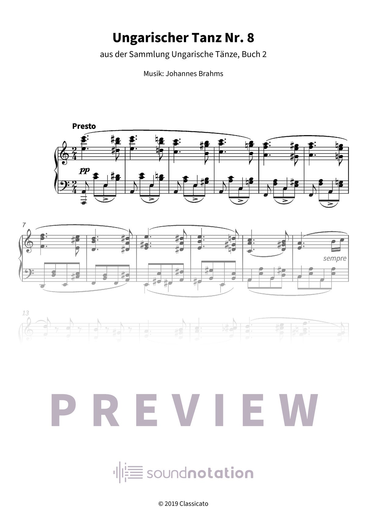 Ungarischer Tanz Nr. 8 - Preview Page 1