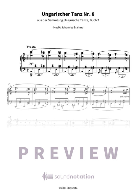 Ungarischer Tanz Nr. 8 - Preview Page 1