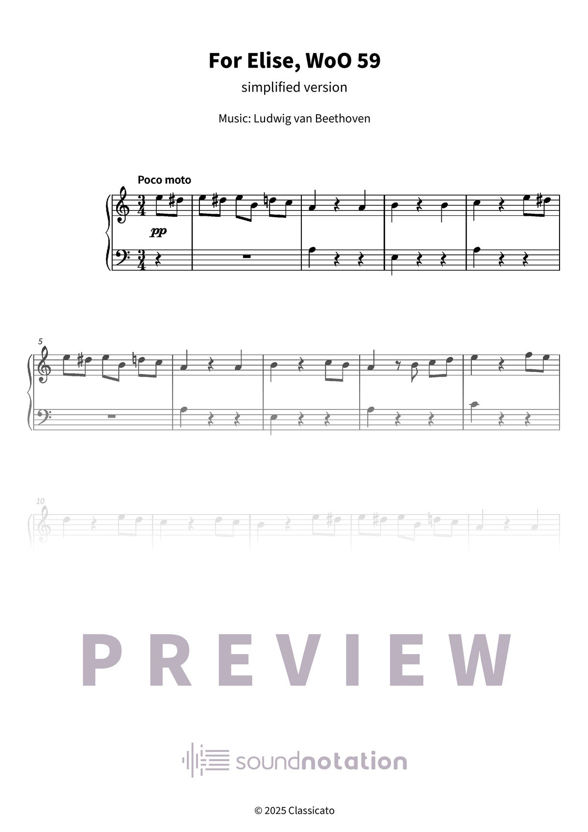 For Elise, WoO 59 - Preview Page 1