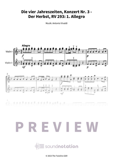 Die vier Jahreszeiten, Konzert Nr. 3 - Der Herbst - Preview Page 1