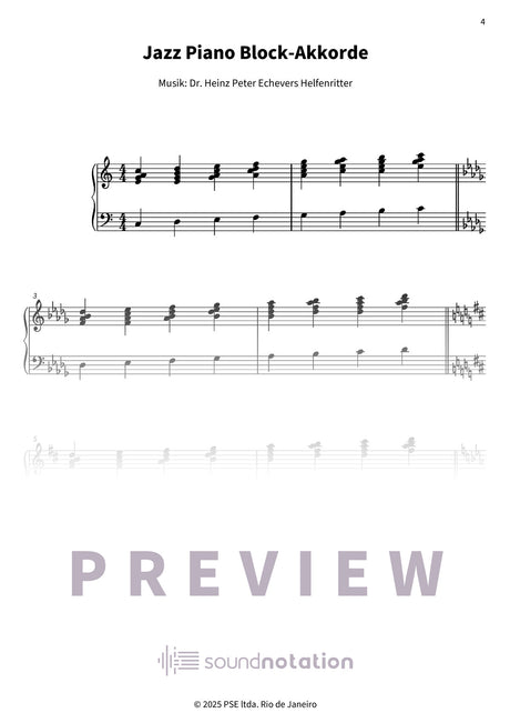 Jazz Piano Block-Akkorde - die inneren Harmonien im Jazz - Preview Page 1