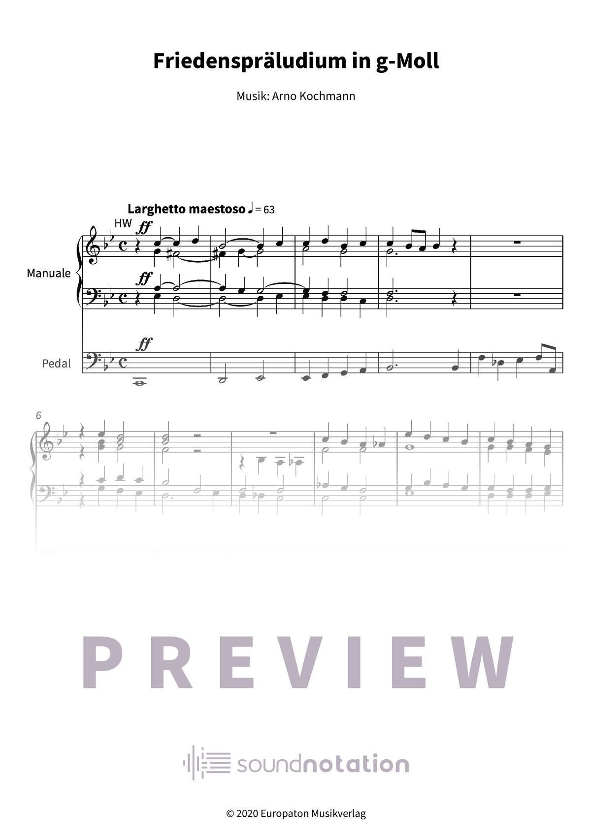 Friedenspräludium in g-Moll - Preview Page 1