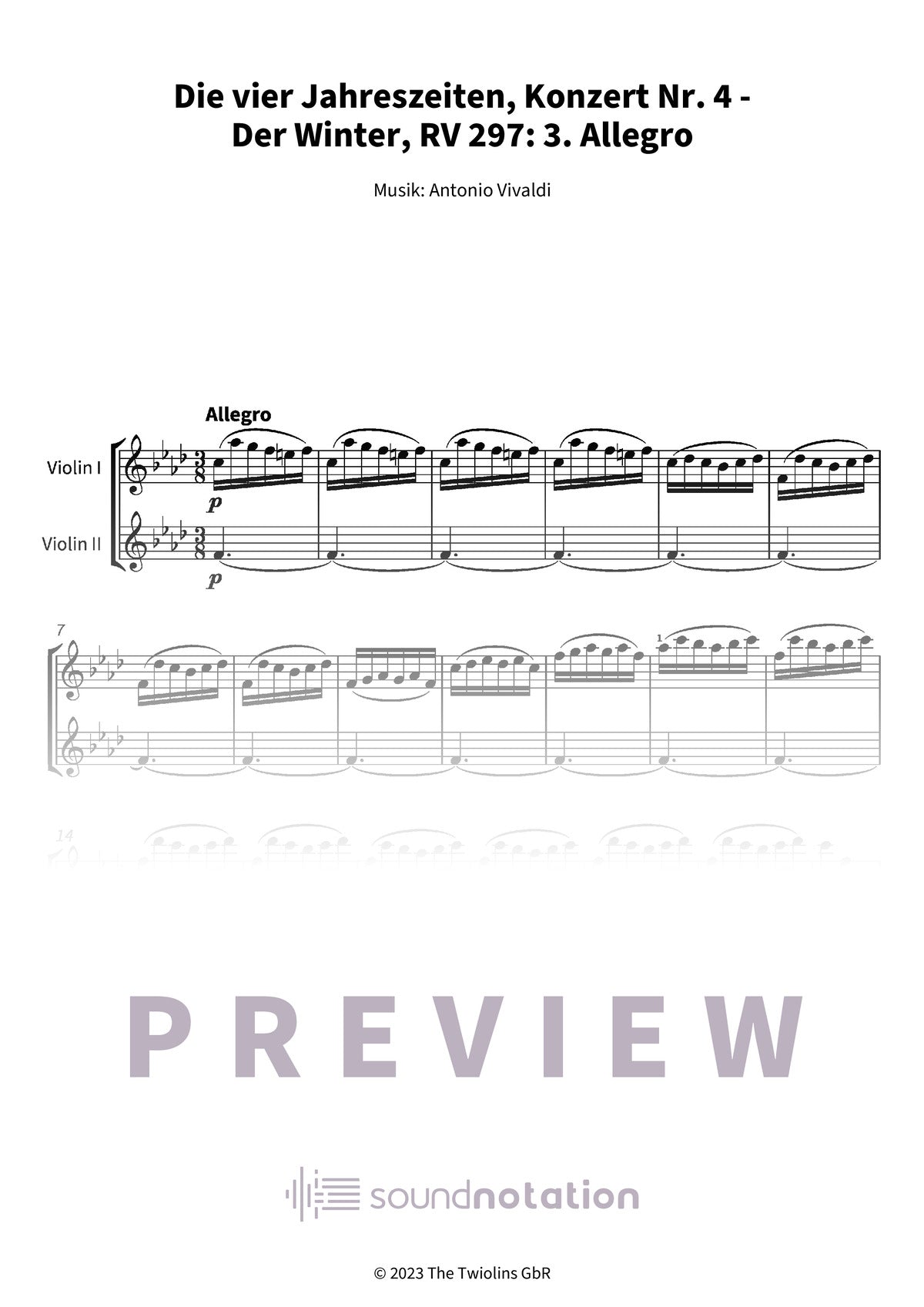 Die vier Jahreszeiten, Konzert Nr. 4 - Der Winter - Preview Page 1