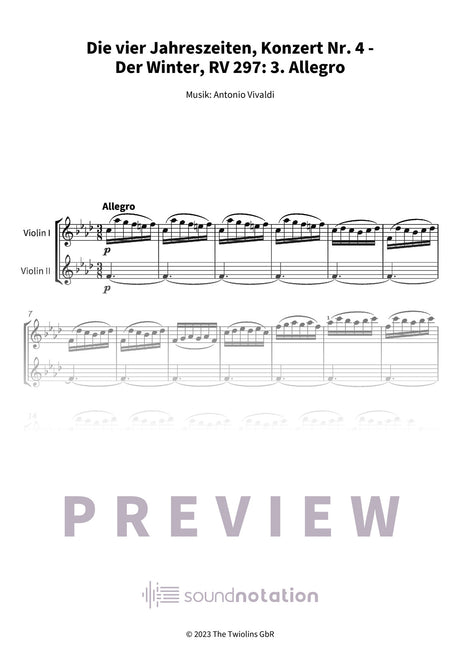 Die vier Jahreszeiten, Konzert Nr. 4 - Der Winter - Preview Page 1