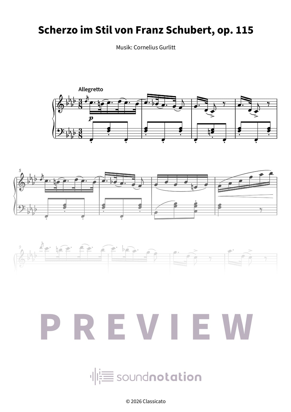 Scherzo im Schubert-Stil über „Ach du lieber Augustin“ - Preview Page 1
