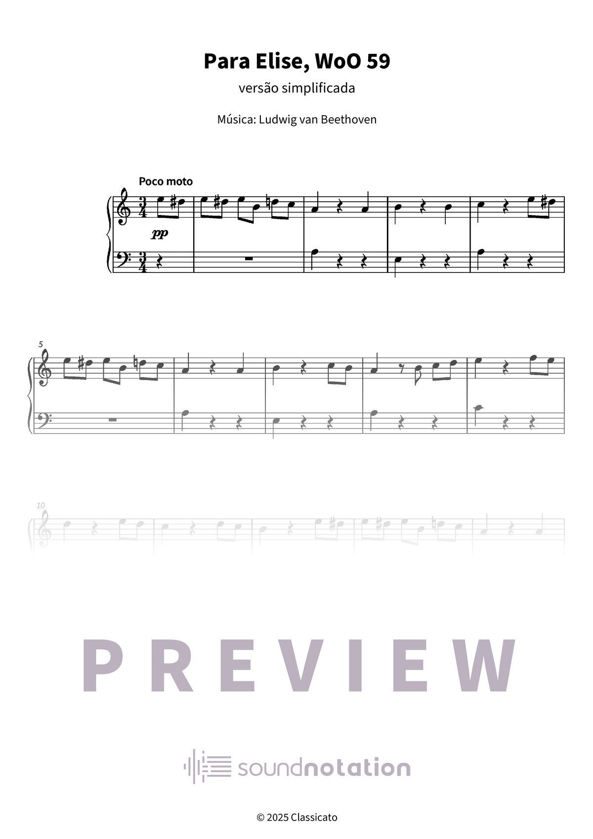 Para Elise, WoO 59 - Preview Page 1