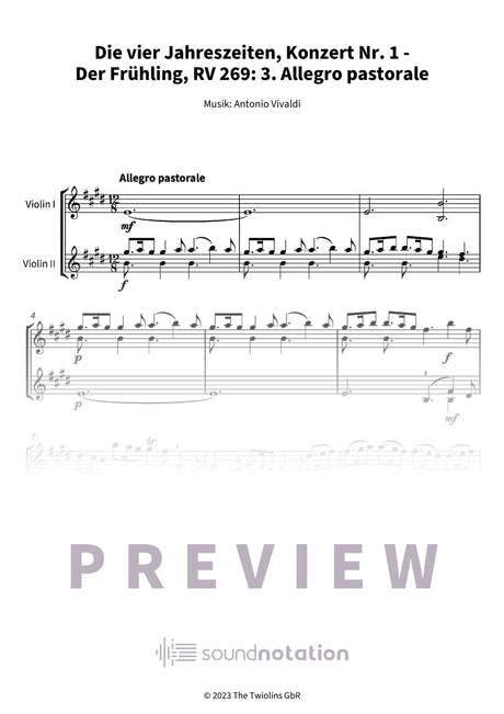 Die vier Jahreszeiten, Konzert Nr. 1 - Der Frühling - Preview Page 1