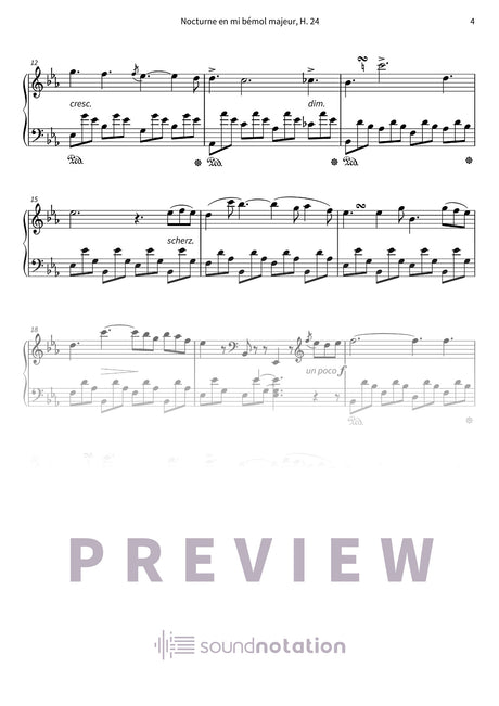 Nocturne en mi bémol majeur, H. 24 - Preview Page 2