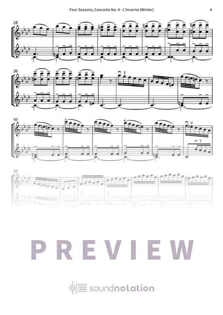 Four Seasons, Concerto No. 4 - L'Inverno (Winter) - Preview Page 2