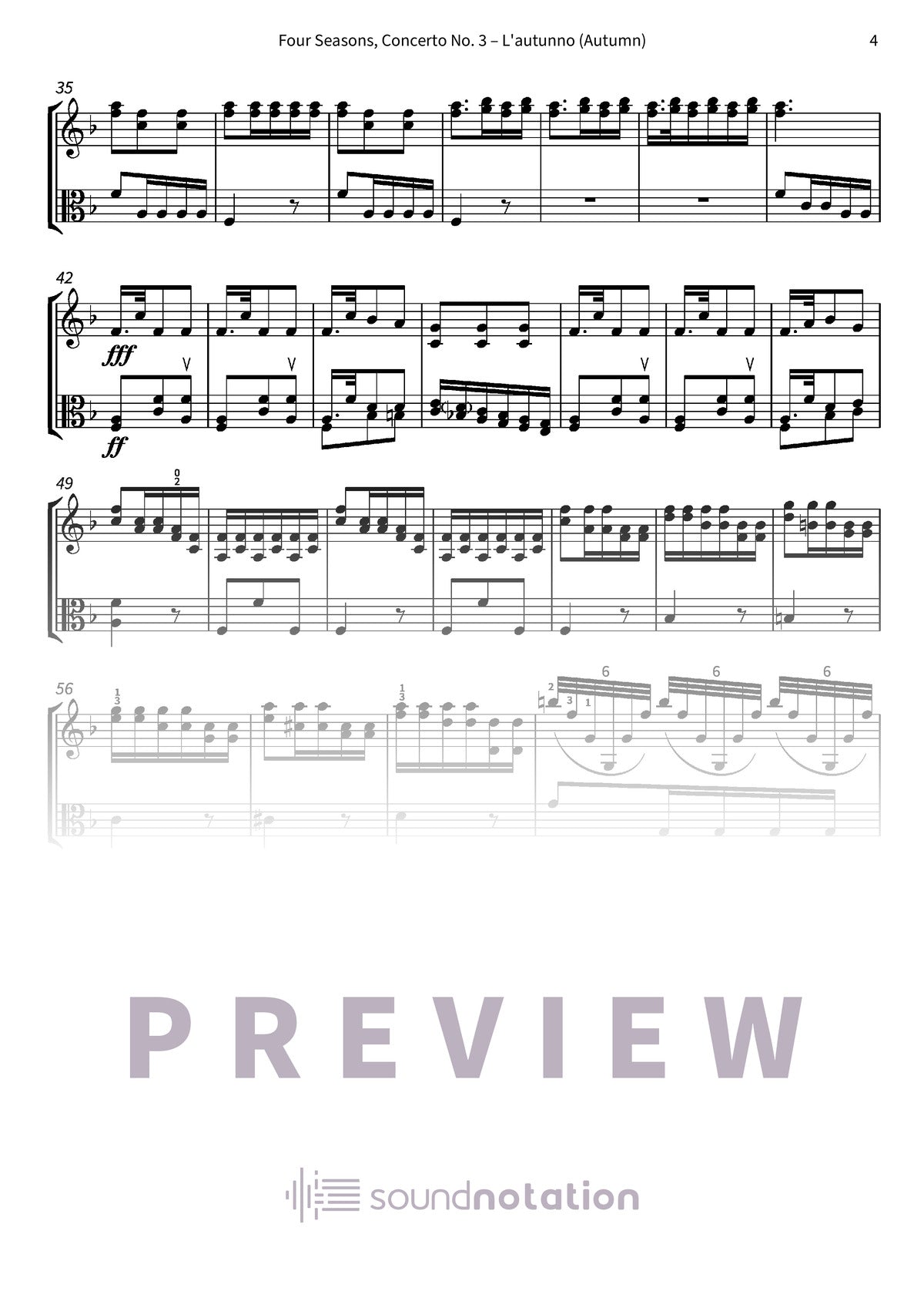 Four Seasons, Concerto No. 3 – L'autunno (Autumn) - Preview Page 2