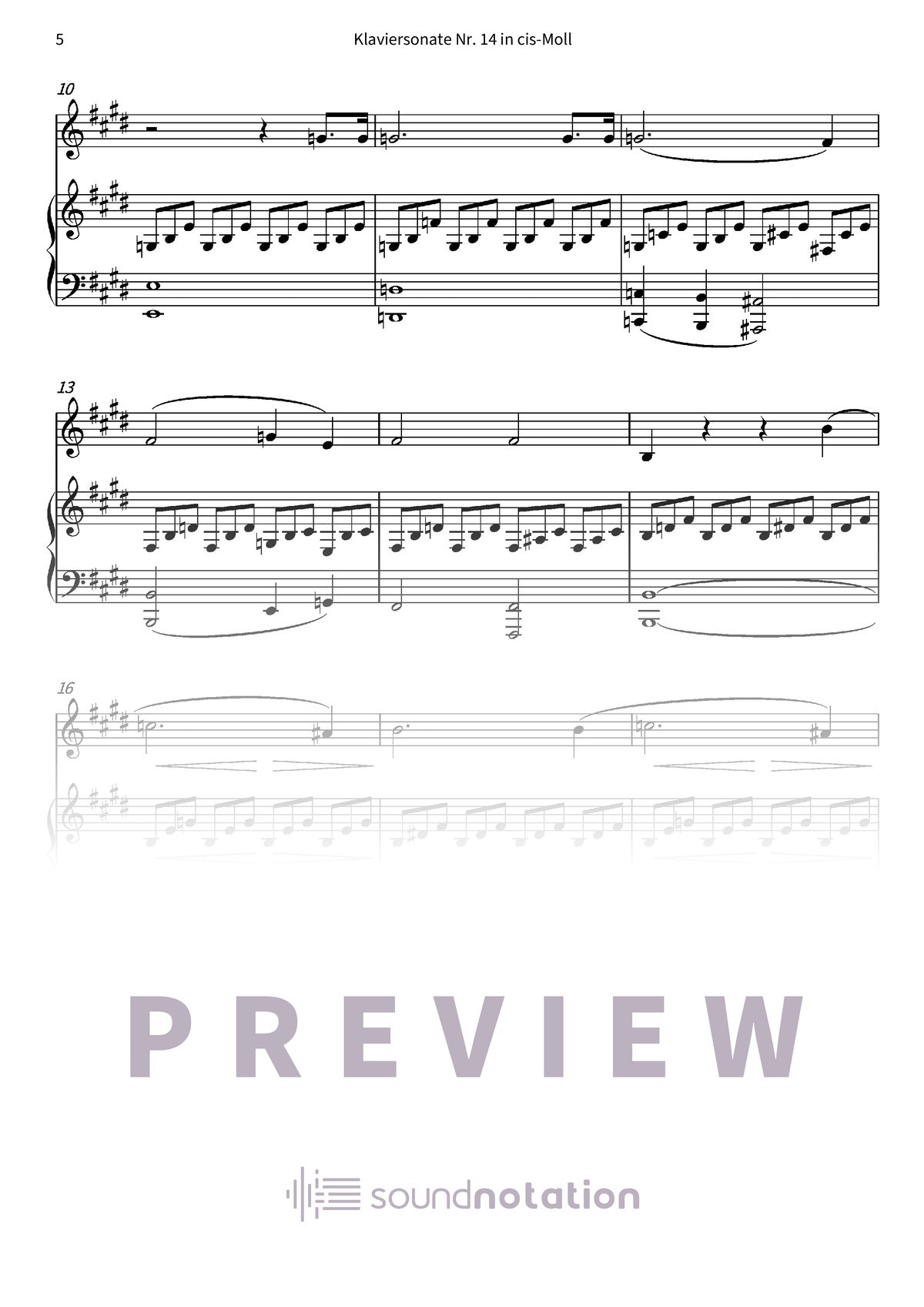 Klaviersonate Nr. 14 in cis-Moll - Preview Page 2