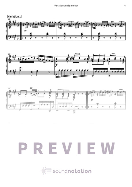 Variations en la majeur - Preview Page 2