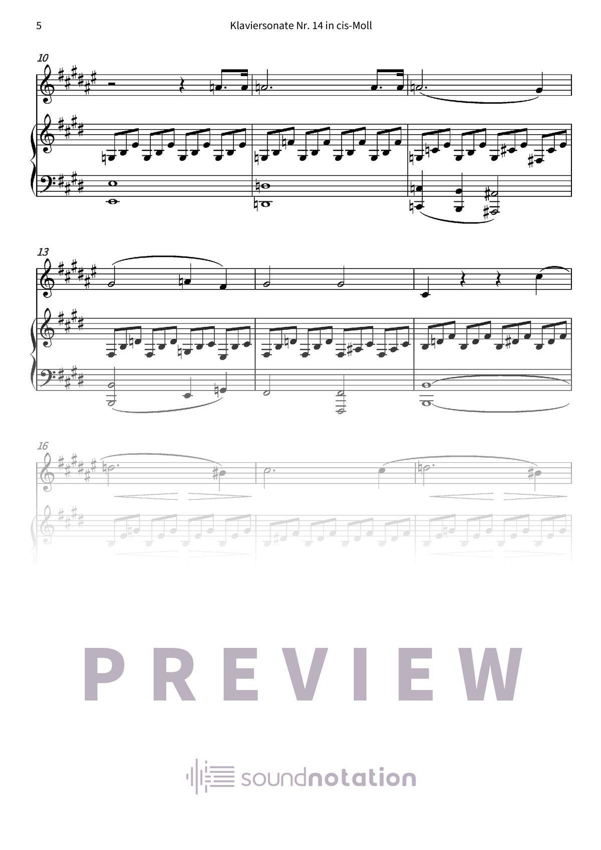 Klaviersonate Nr. 14 in cis-Moll - Preview Page 2
