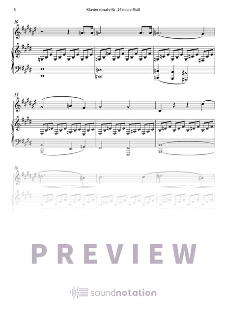 Klaviersonate Nr. 14 in cis-Moll - Preview Page 2