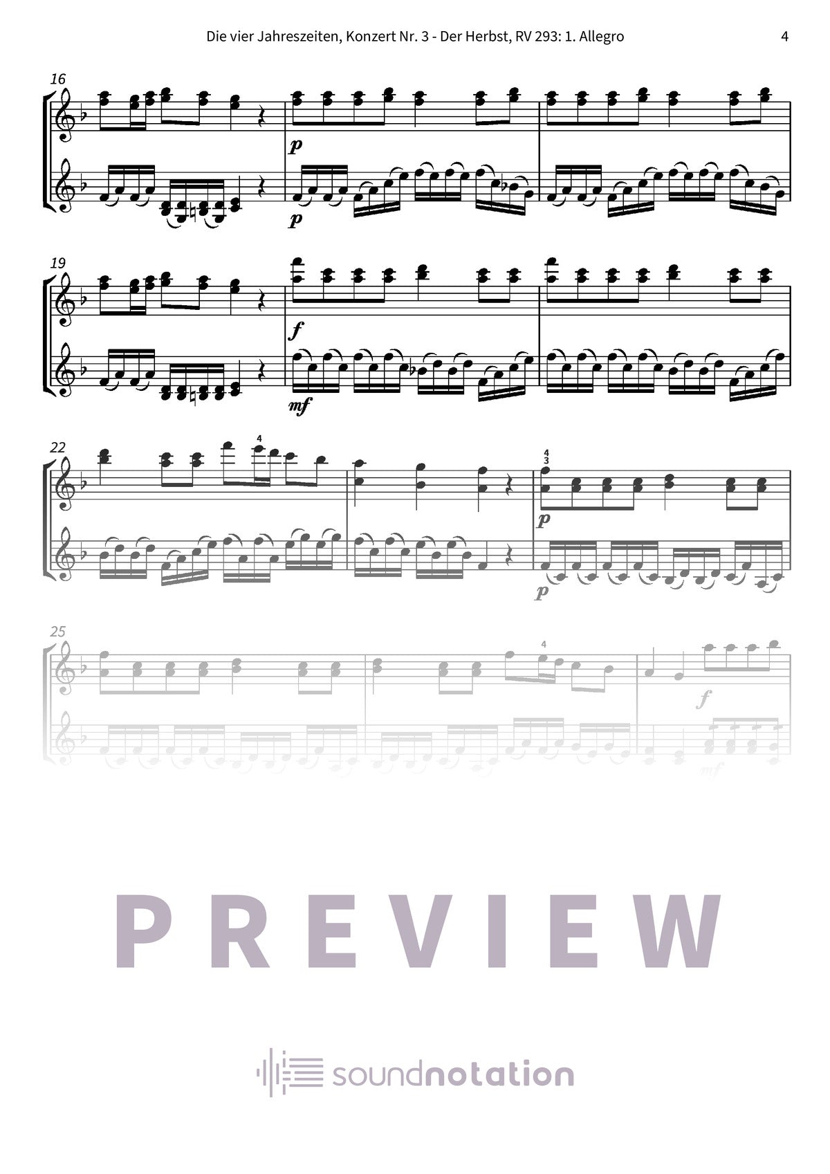 Die vier Jahreszeiten, Konzert Nr. 3 - Der Herbst - Preview Page 2