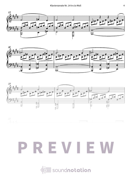 Klaviersonate Nr. 14 in cis-Moll - Preview Page 2