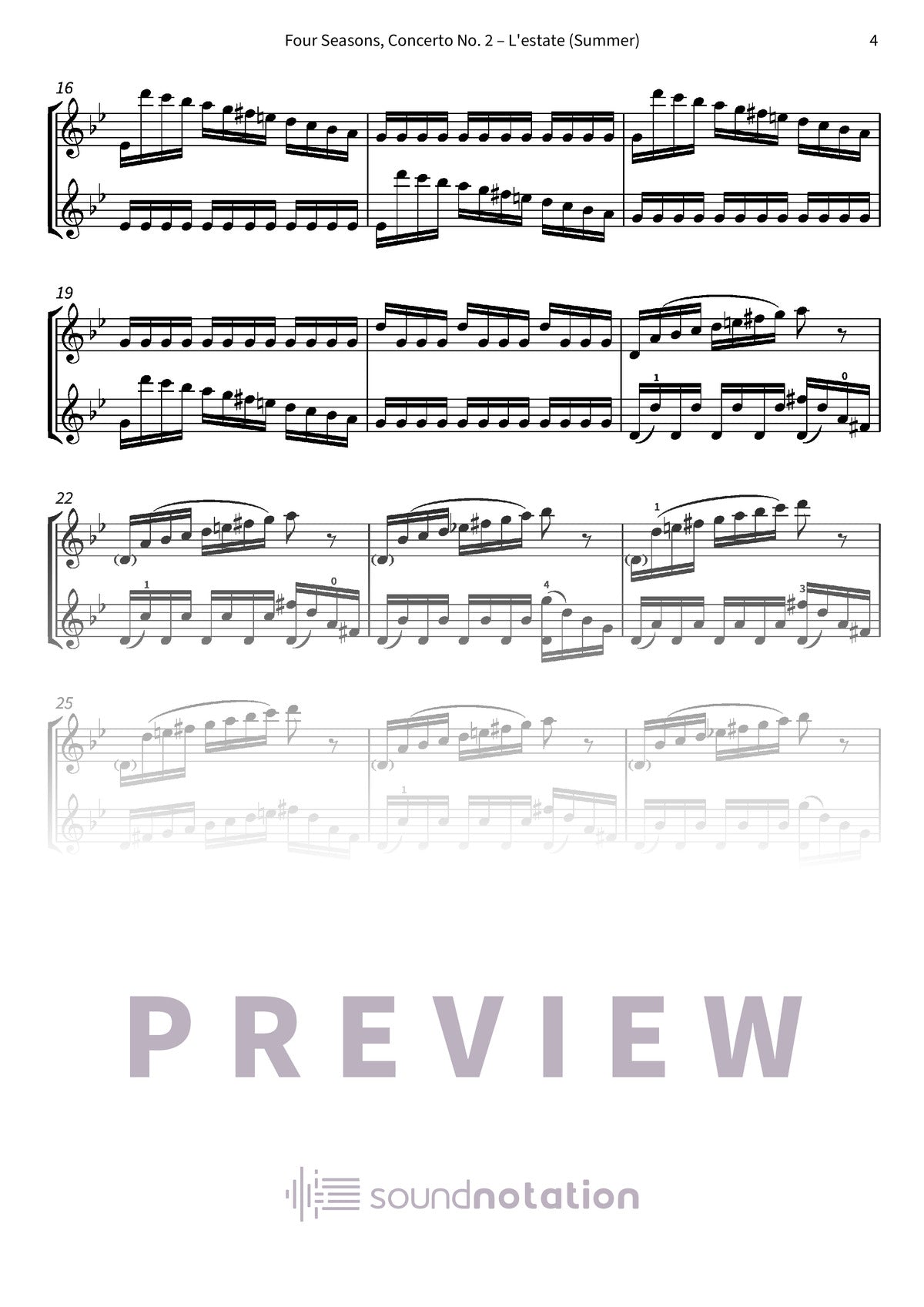 Four Seasons, Concerto No. 2 – L'estate (Summer) - Preview Page 2