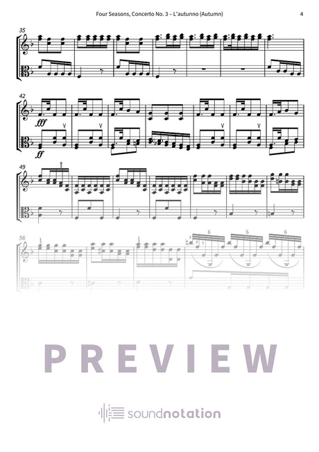 Four Seasons, Concerto No. 3 – L'autunno (Autumn) - Preview Page 2