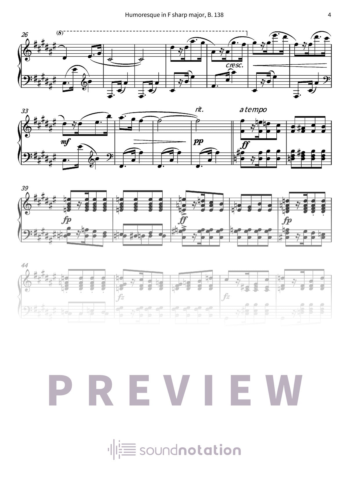 Humoresque in F sharp major - Preview Page 2