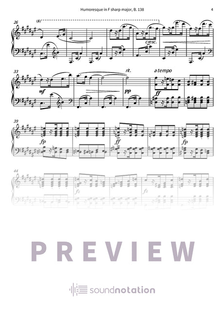Humoresque in F sharp major - Preview Page 2