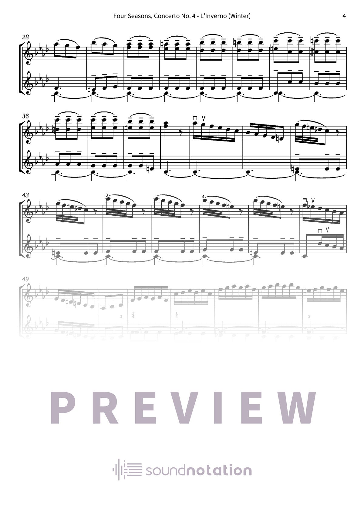 Four Seasons, Concerto No. 4 - L'Inverno (Winter) - Preview Page 2