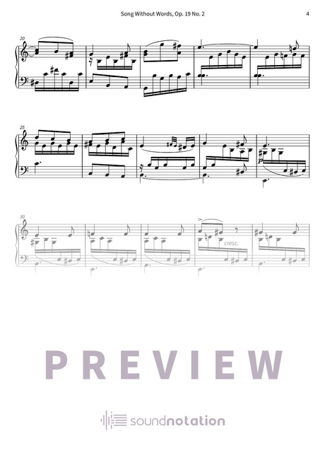 Song Without Words, Op. 19 No. 2 - Preview Page 2
