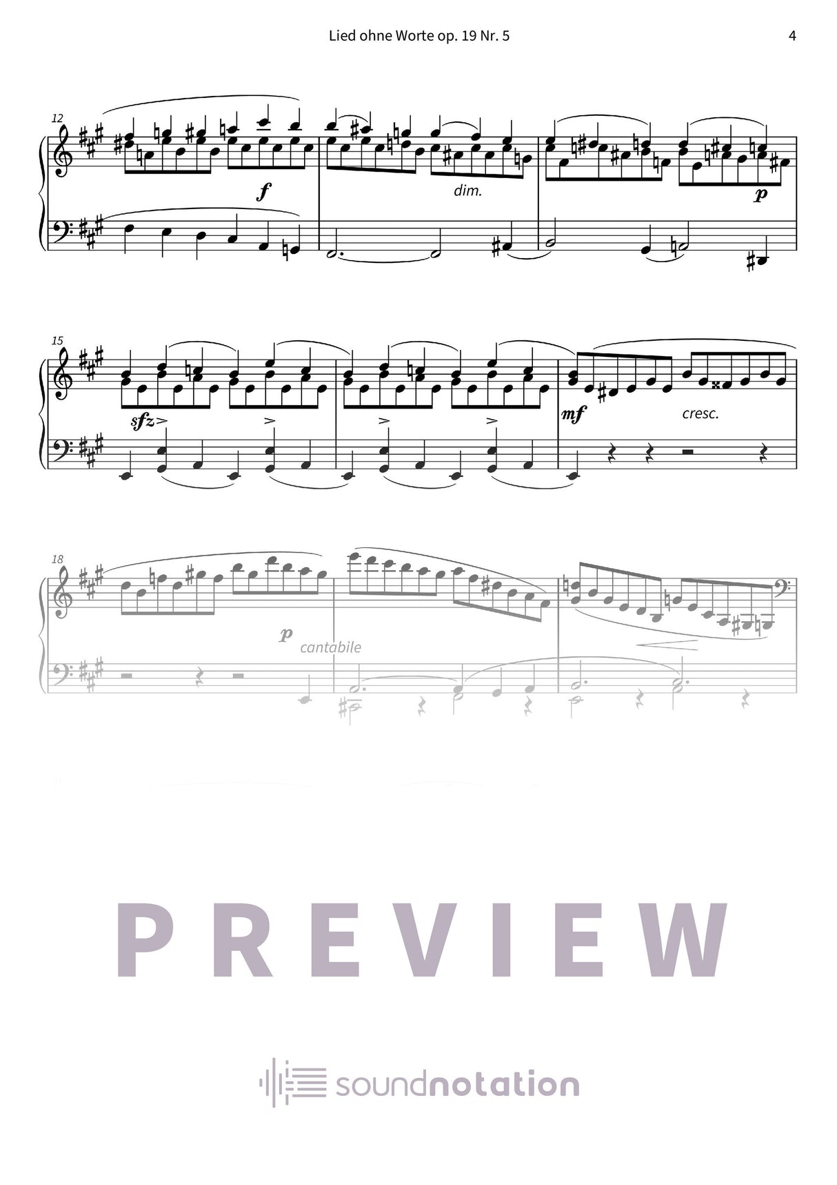 Lied ohne Worte op. 19 Nr. 5 - Preview Page 2