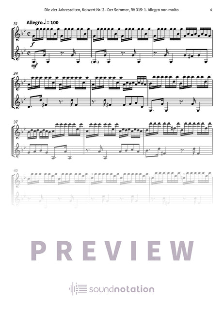 Die vier Jahreszeiten, Konzert Nr. 2 - Der Sommer - Preview Page 2