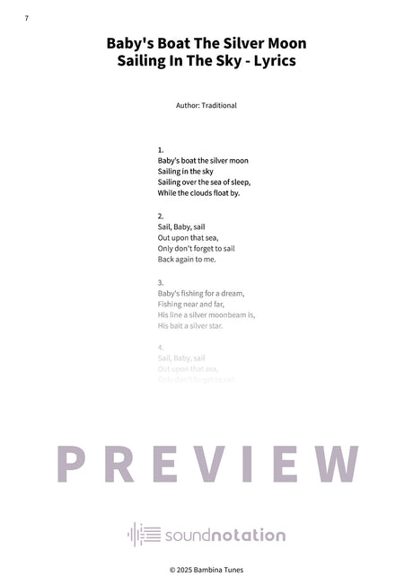 Baby's Boat The Silver Moon Sailing In The Sky - Preview Page 2