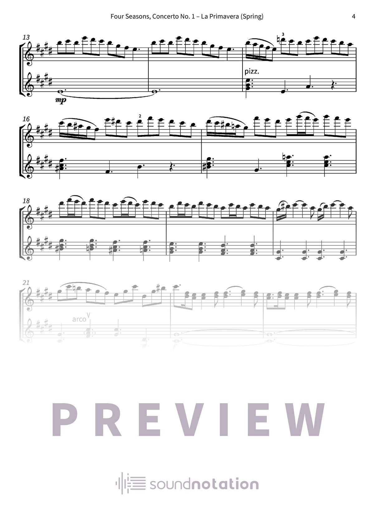 Four Seasons, Concerto No. 1 – La Primavera (Spring) - Preview Page 2