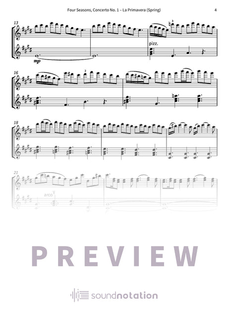 Four Seasons, Concerto No. 1 – La Primavera (Spring) - Preview Page 2