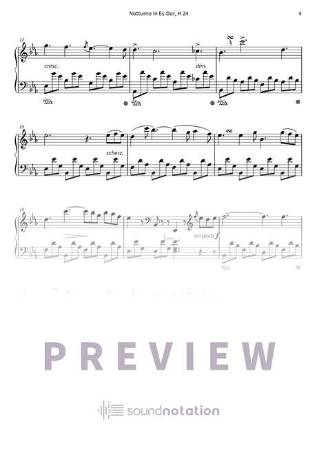 Notturno in Es-Dur, H 24 - Preview Page 2