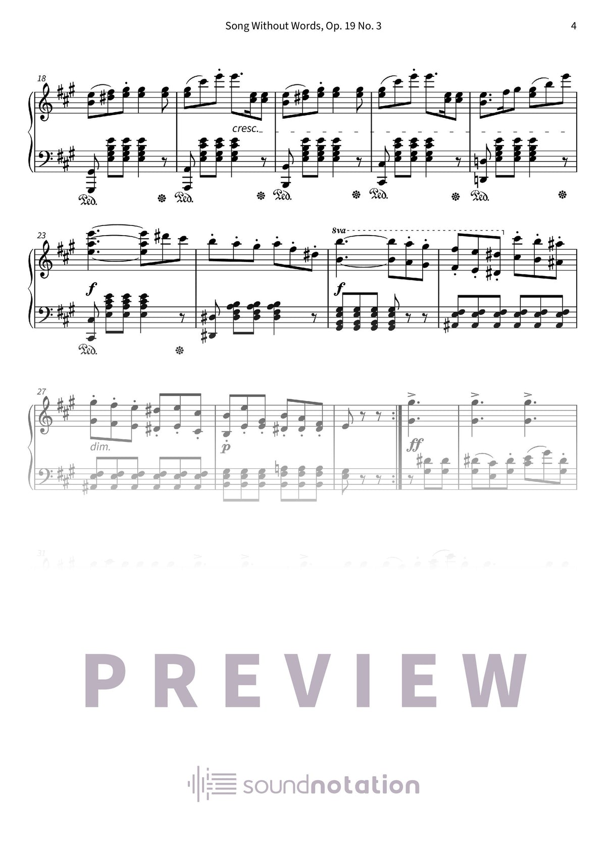 Song Without Words, Op. 19 No. 3 - Preview Page 2