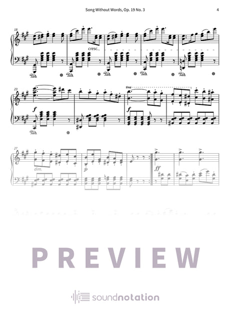 Song Without Words, Op. 19 No. 3 - Preview Page 2