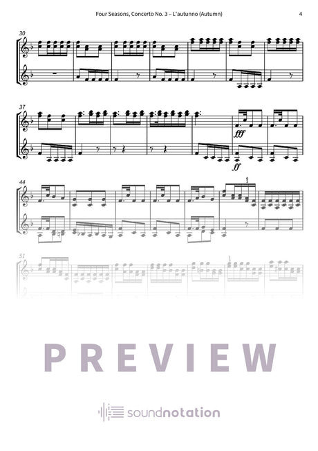 Four Seasons, Concerto No. 3 – L'autunno (Autumn) - Preview Page 2