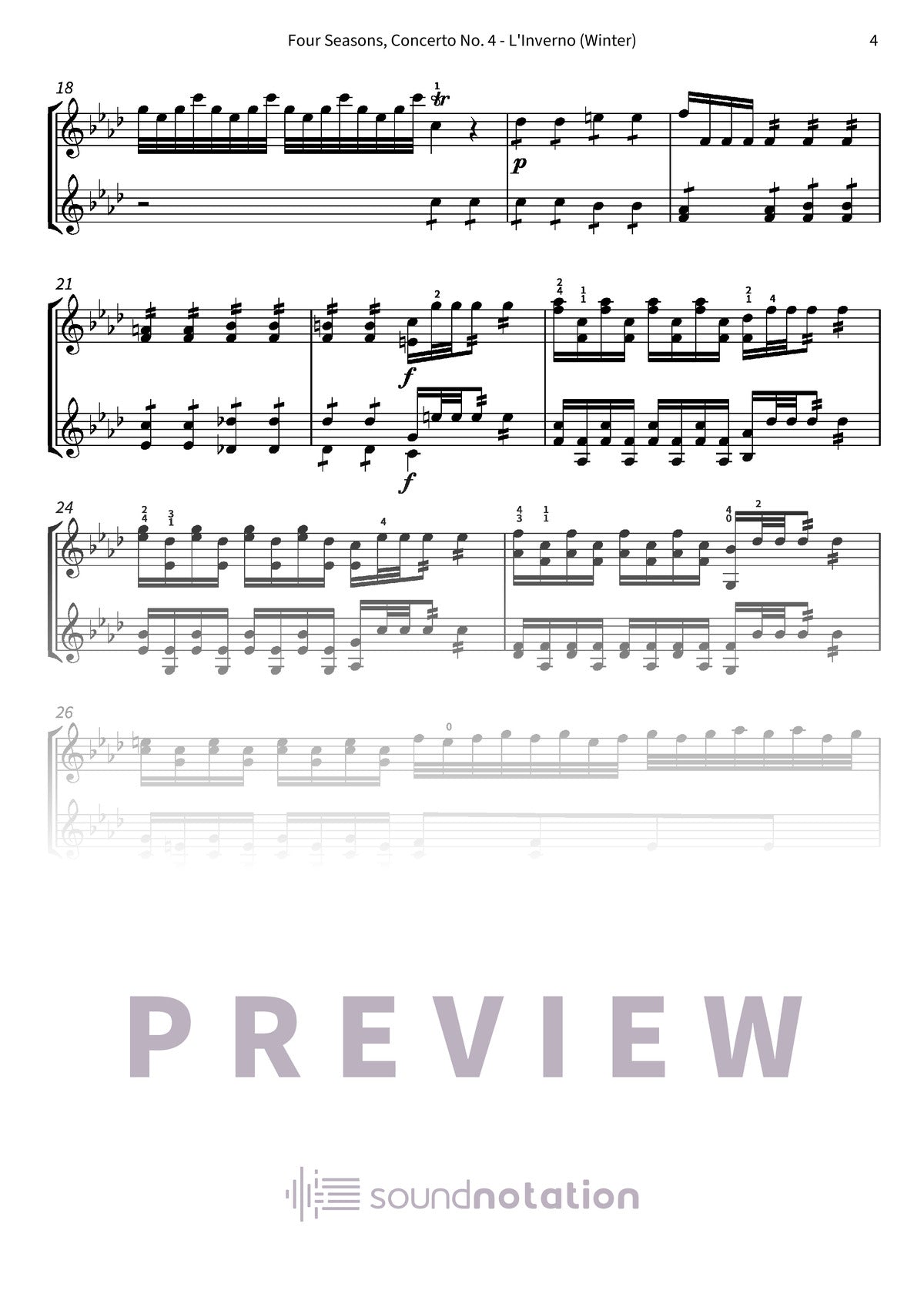 Four Seasons, Concerto No. 4 - L'Inverno (Winter) - Preview Page 2