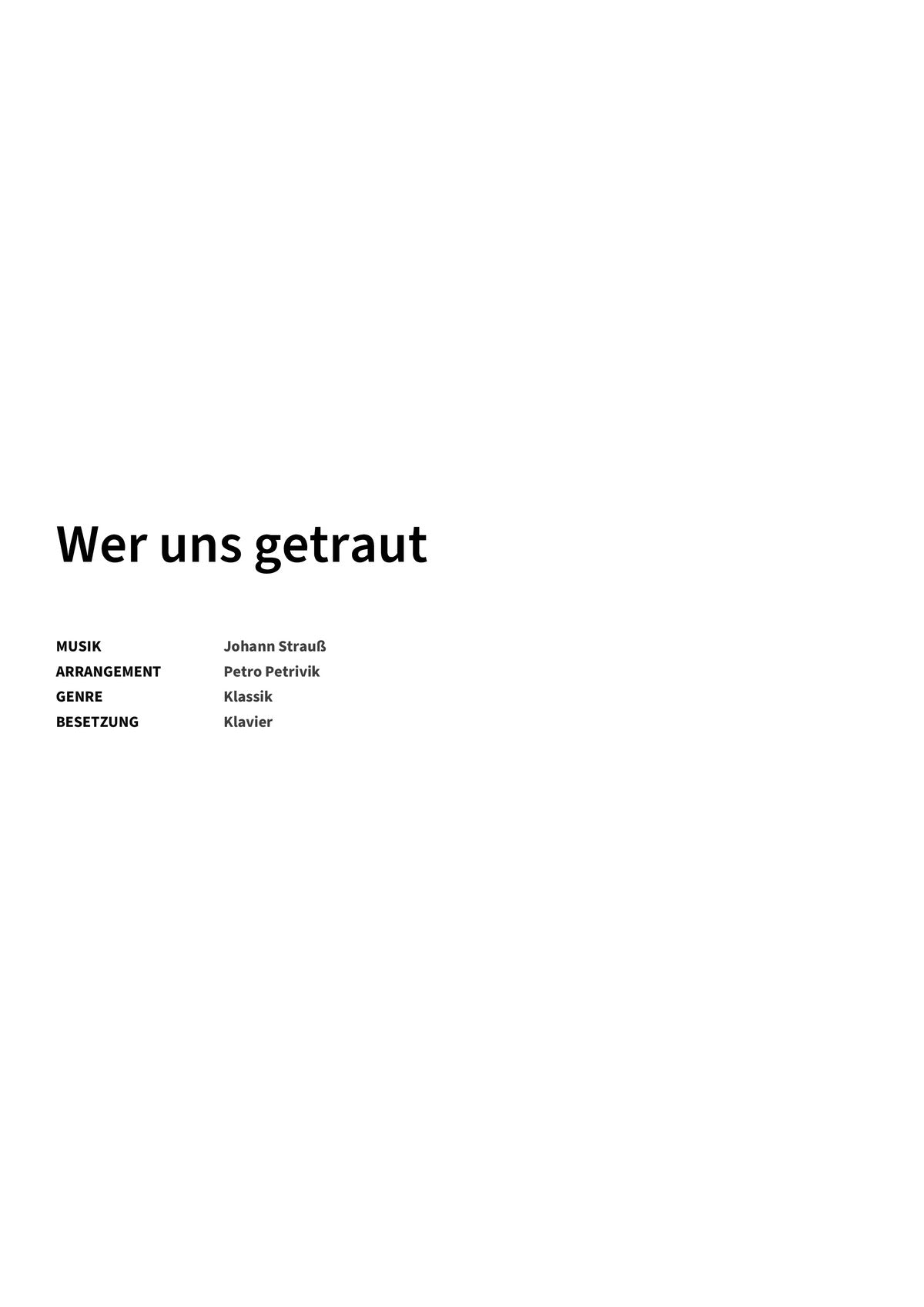 Wer uns getraut - Title Page