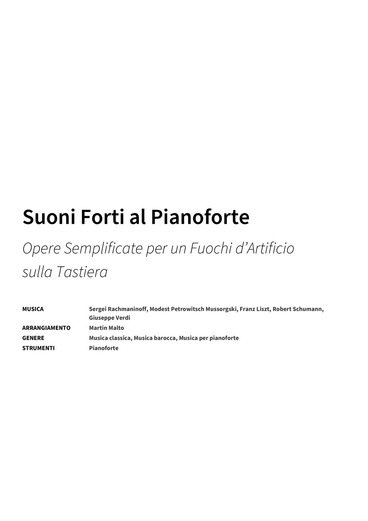 Suoni Forti al Pianoforte - Title Page