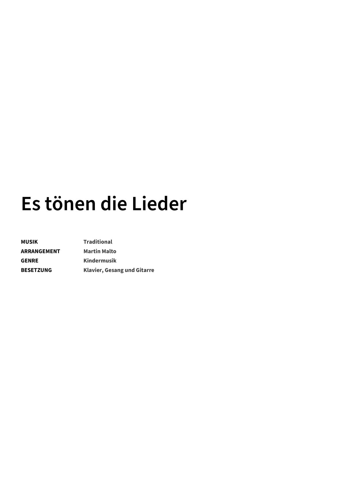 Es tönen die Lieder - Title Page