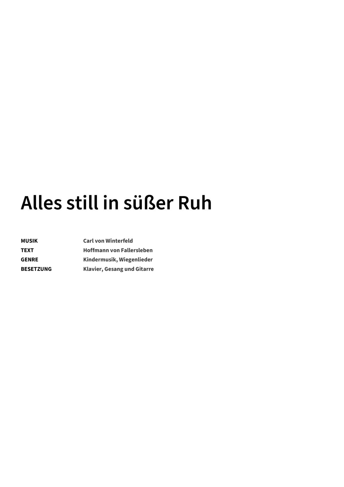 Alles still in süßer Ruh - Title Page