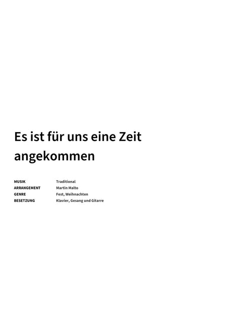 Es ist für uns eine Zeit angekommen - Title Page
