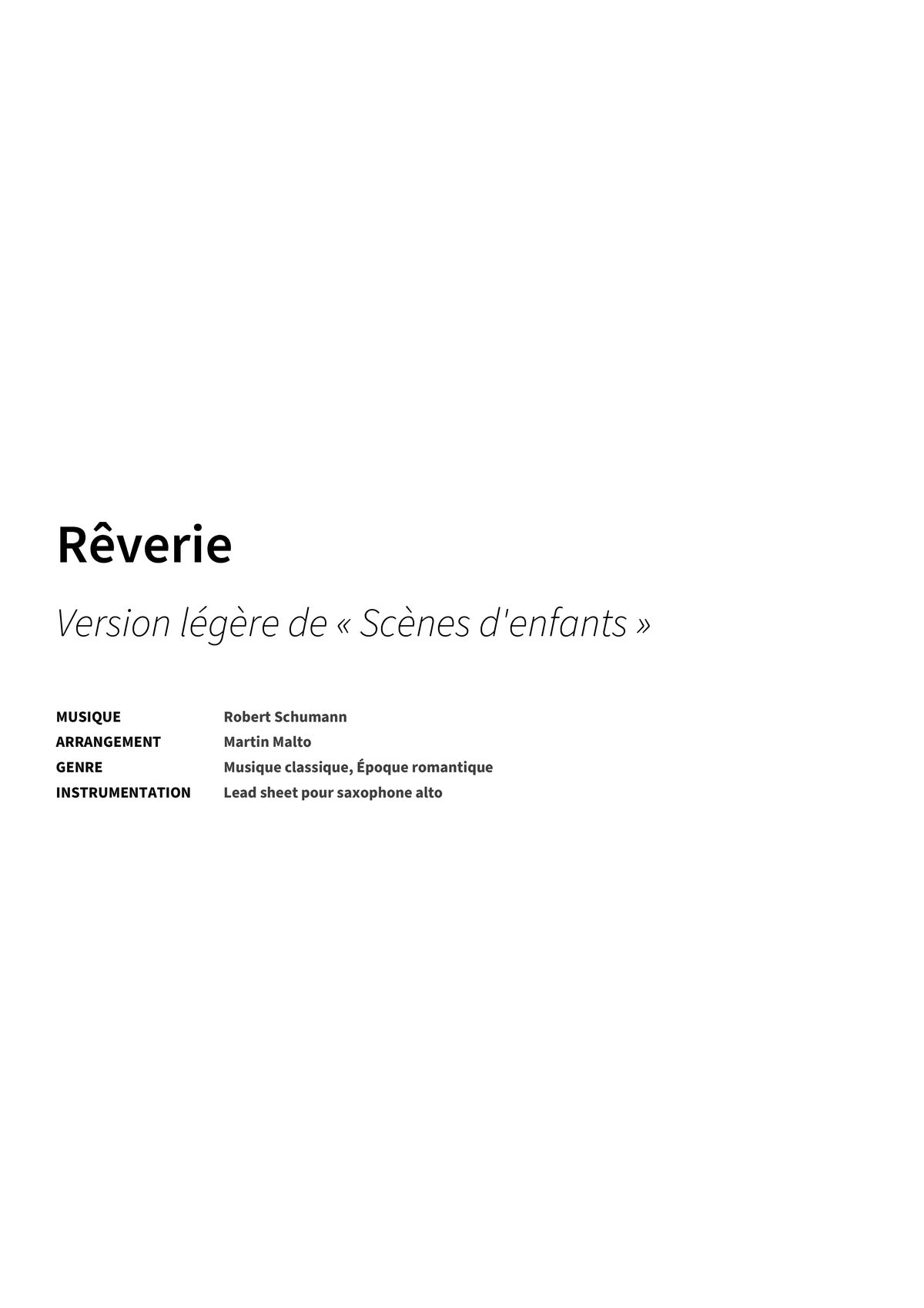 Rêverie - Title Page