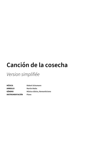 Canción de la cosecha - Title Page