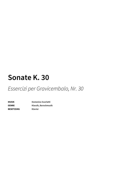 Sonate K. 30 - Title Page
