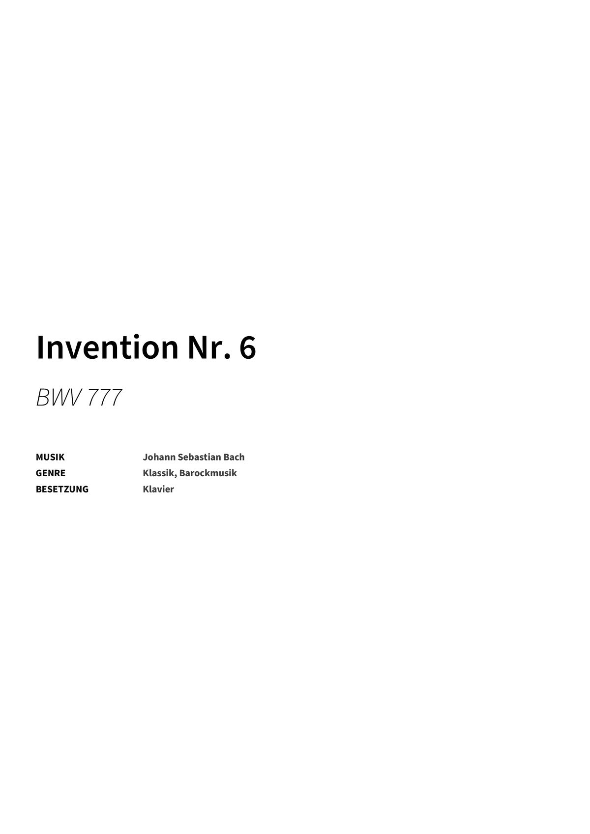 Invention Nr. 6 - Title Page