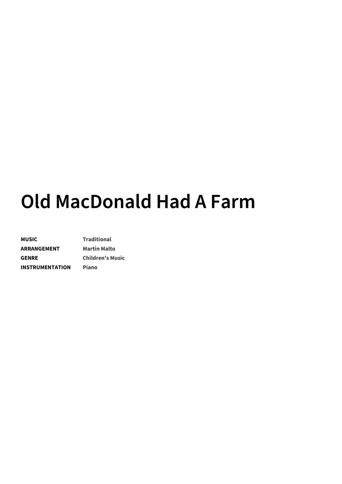 Old MacDonald Had A Farm - Title Page