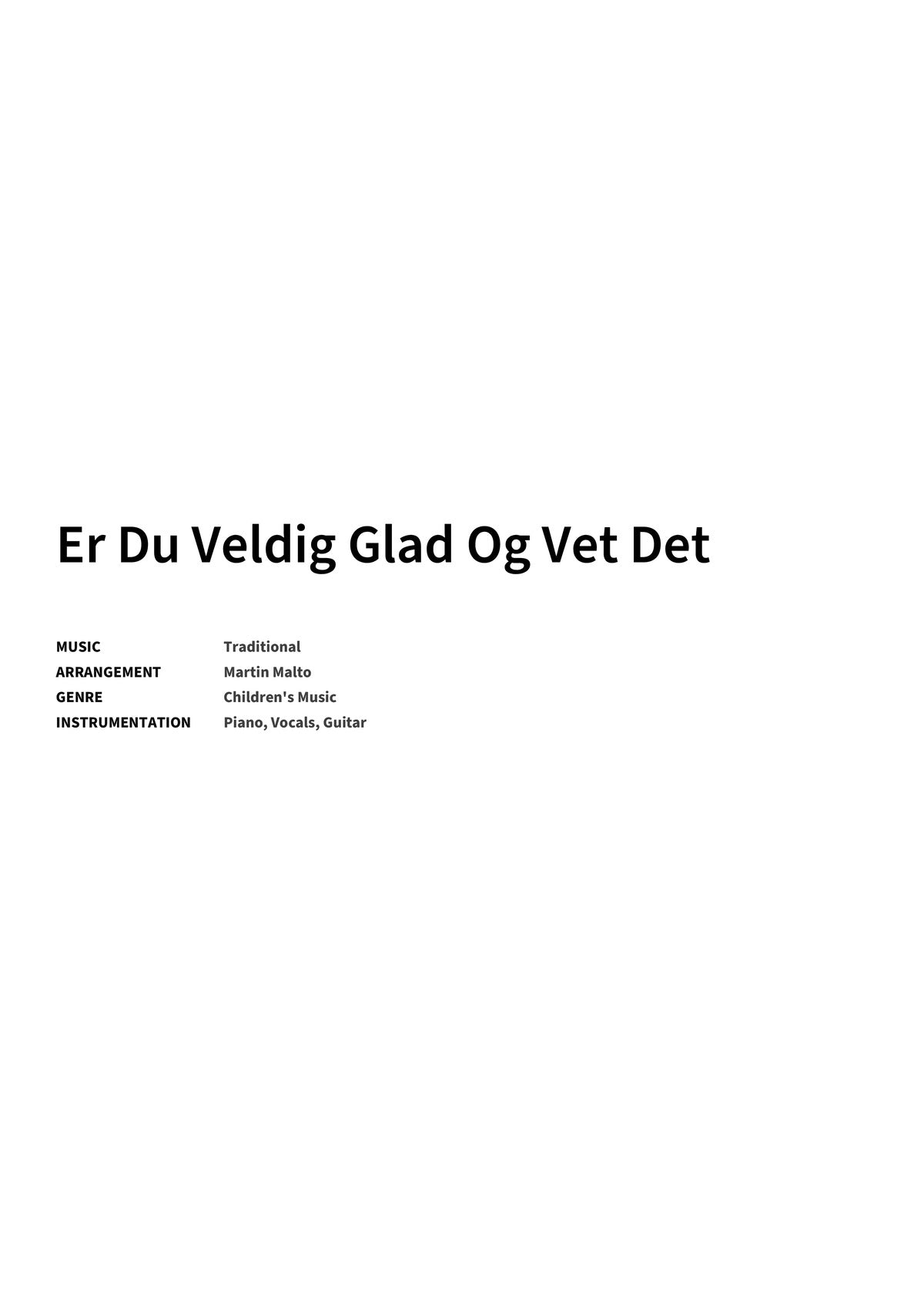 Er Du Veldig Glad Og Vet Det - Title Page