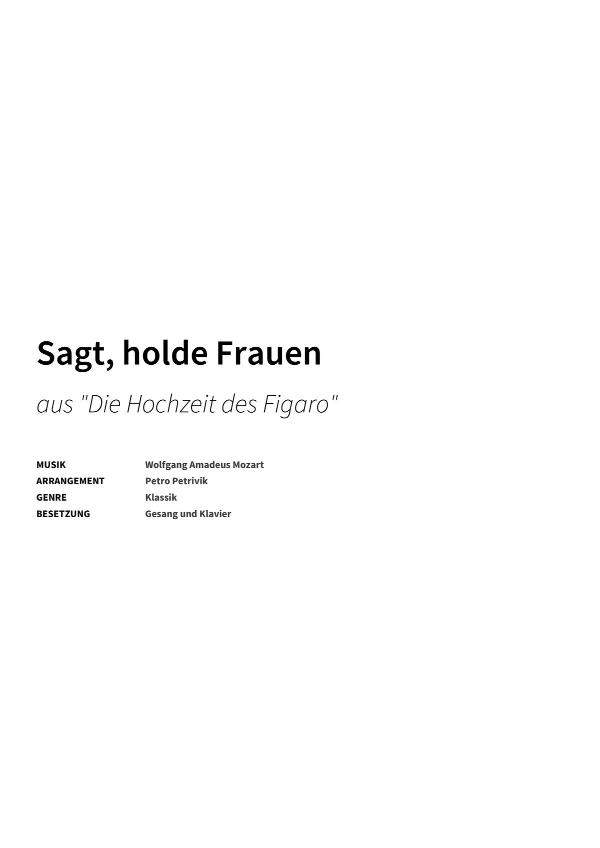 Sagt, holde Frauen - Title Page