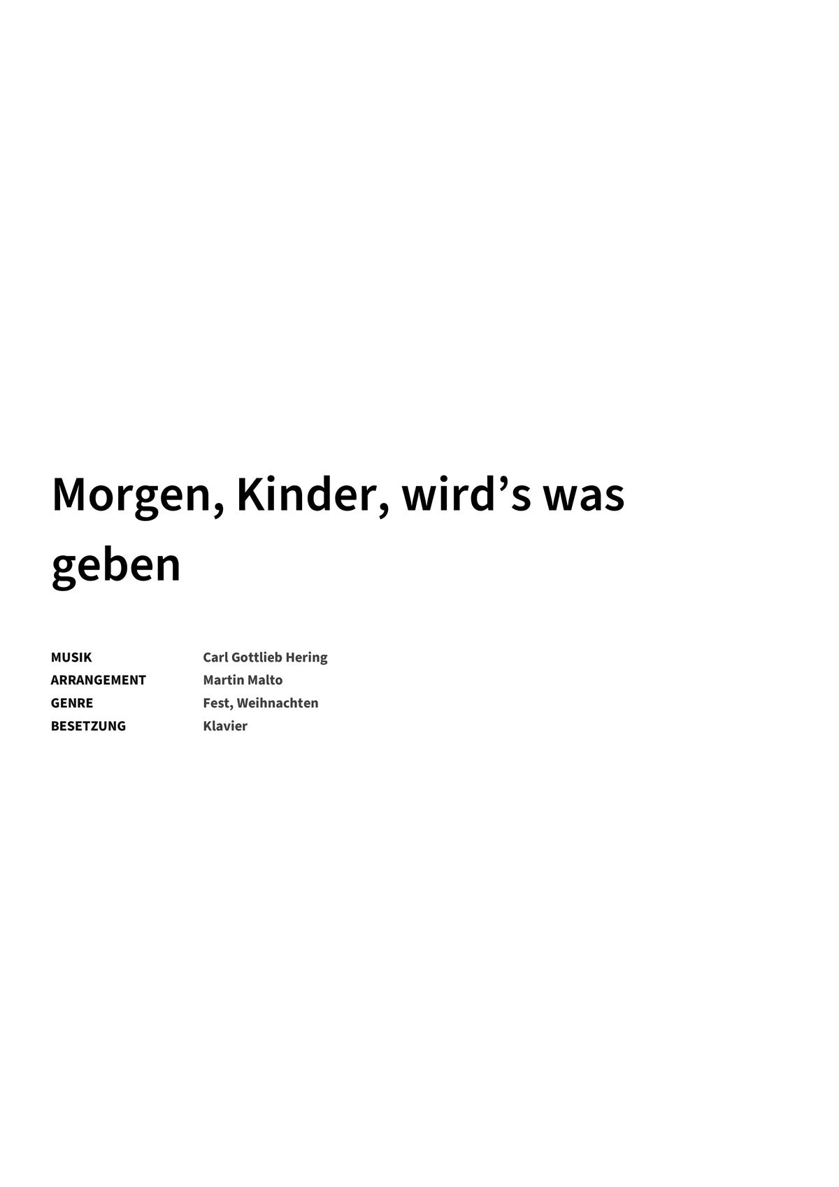 Morgen, Kinder, wird’s was geben - Title Page