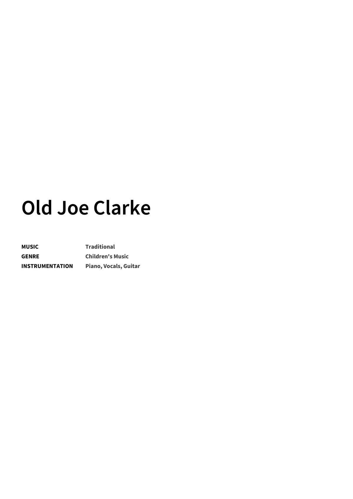 Old Joe Clarke - Title Page
